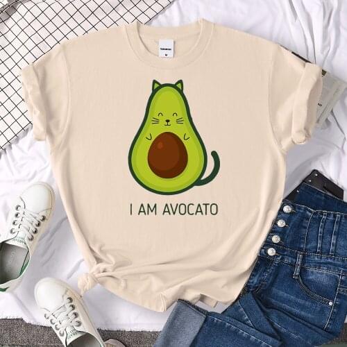 Cat Disguised As Avocado Printing Female T-shirt Cartoons Big-size T Shirt 2021 Summer Clothes Travering Slim womens Tshirts