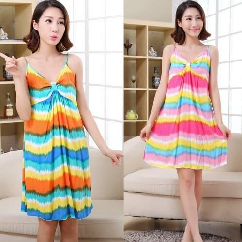 Women Cotton Nightgown Floral Sleep Dress Sleeveless Sleep Shirt Plus Size Night Shirt Sexy Nightwear Casual Home Dress B-5415