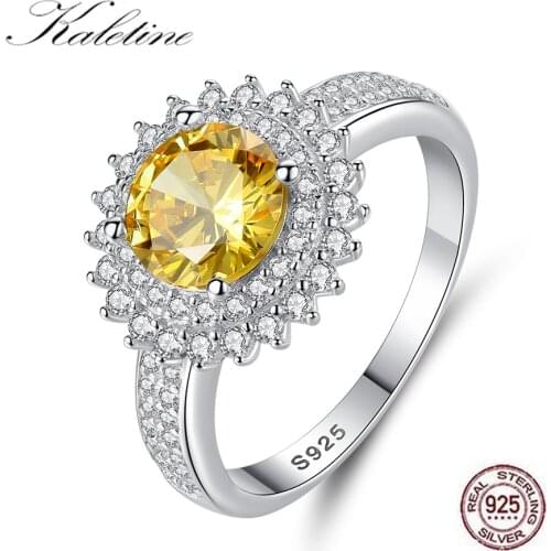 KALETINE Solid 925 Sterling Silver Ring For Women Gift Princess Diana William Kate Middletons 2.6ct Crystal Cubic CZ Ring 2019