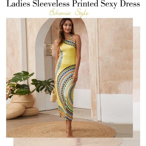 Women Sexy Boho Beachwear Halter Sleeveless Back Hollow Out Split Maxi Dress Party Club Floor Length Beach Long Dresses Vestidos