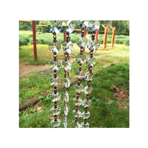 100Meters/Lot Crystal 14mm octagon bead chain with bronze butterfly buckle connectors crystal garland strands