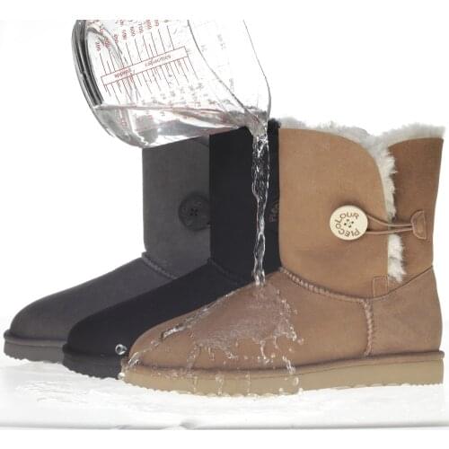 100% Genuine Sheepskin Leather Snow Boots Natural Fur Winter Boots Waterproof Warm Wool Boots Women boots 5803