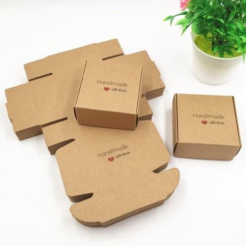 100pcs/lot High Quality 6.5*6.5*3cm New brown Paper Aircraft Cardboard Pack Boxes Craftwork Gift Ear Rings Kraft Paper Boxes