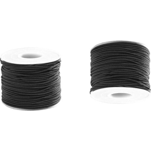 2X 1.5 MM/1.0 MM Leather Line Waxed Cord Cotton Thread String Strap Necklace Rope For Jewelry Making DIY Bracelet Black