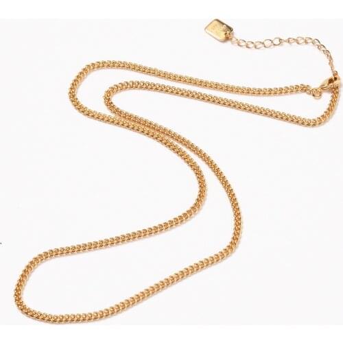 3Pcs Real 18K Gold Plated Brass Curb/Cable Chain Good Luck Word Printed Necklaces with Lobster Claw Clasps DIY Jewelry Supplies