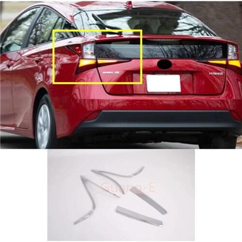 Car Rear Back Light Lamp Hood Molding Frame Stick ABS Chrome Cover Trim Hoods 4pcs For Toyota Prius 2019 2020