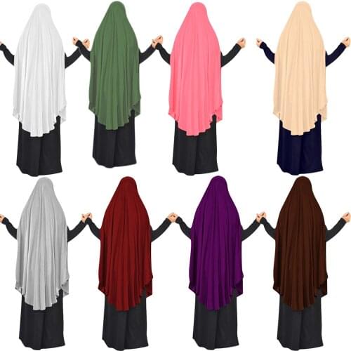Large Khimar Muslim Women Hijab Overhead Prayer Dress Scarf Islam Full Cover Kaftan Ramadan Worship Service