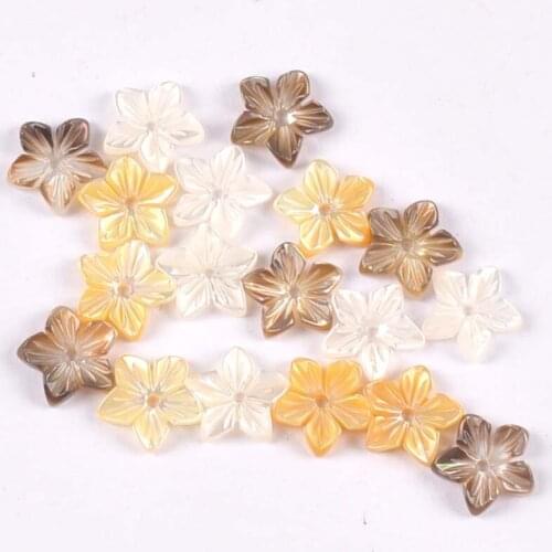 5Pcs Flower Shape Natural Mother Of Pearl Shell Beads For Jewelry Craft Making Ear Studs Diy Accessories Seashell 9mm tr0385