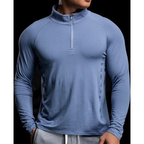 Quick Dry Running Shirt Men Bodybuilding Sport T-shirt Long Sleeve Compression Gym Fitness Tight Autumn winter stand collar