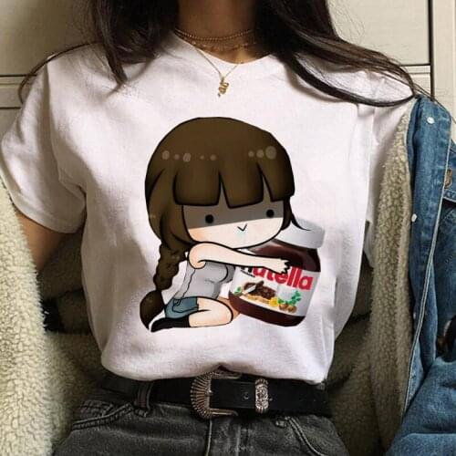 Kawaii Nutella Print T Shirts Women Cartoon Cute Tops Tee Fashion Graphic Printed Tshirt Aesthetic Streetwear Female T-shirt