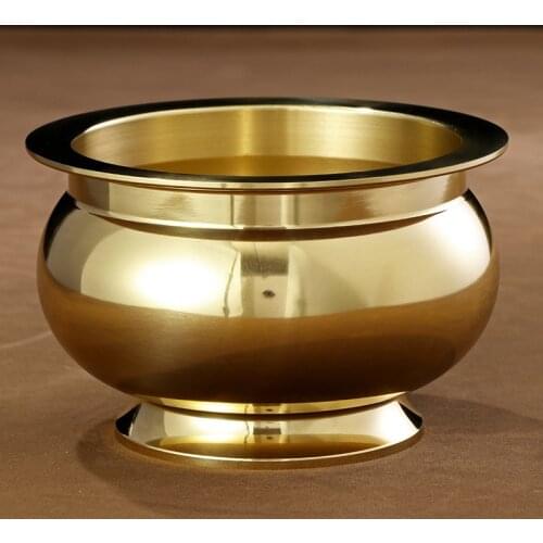 Golden Potted Household Decorative Articles Buddhas Pure Copper Naked Incense Burner Religious Articles Weigh 3 Kg Cornucopia
