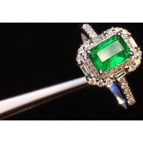 Emerald Ring Fine Jewelry Real Pure 18 K Gold 100% Natural Emerald Gemstones 0.66ct Female Wedding Rings for women Fine Ring
