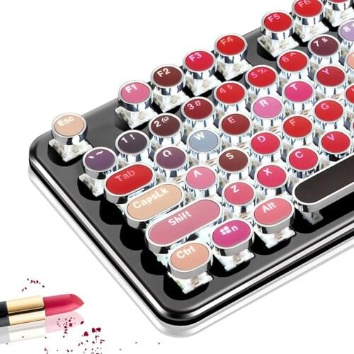 Basaltech Typewriter Mechanical Gaming Keyboard Retro Steampunk Vintage with white LED Backlit 104-Key Blue Switch Wired USB