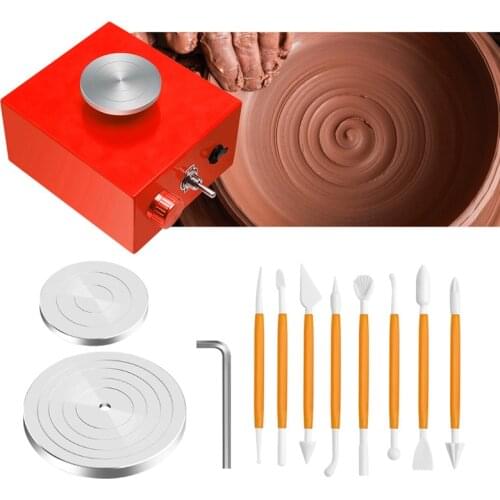 MINI Electric Pottery Wheel Forming Machine With 6.5+10CM Tray Sculpting Kit Pottery Tools Turntable Ceramic Craft DIY Clay Tool