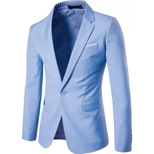 Plus Size Men Slim Fit Office Blazer Jacket Fashion Black Solid Mens Suit Jacket Wedding Dress Coat Casual Business Male Coat