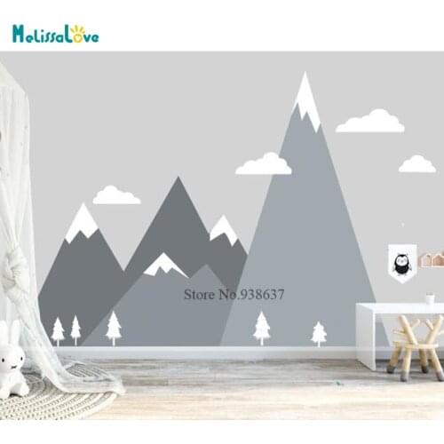 Woodland Adventure Mountain Wall Sticker Decal Personalized Removable Vinyl Headboard Decor Mural BA992