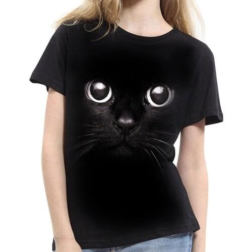 New Women Cool Blouse 3D Cat Print Short Sleeve Tees Summer Fashion Ladies Tops Lovers Unisex Blouse Plus Size XS-2XL
