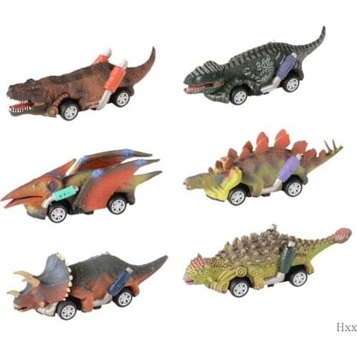 New Pull Back Dinosaur Cars Toys 6 Pack Dinosaur Roadster Party Favors Games Dino
