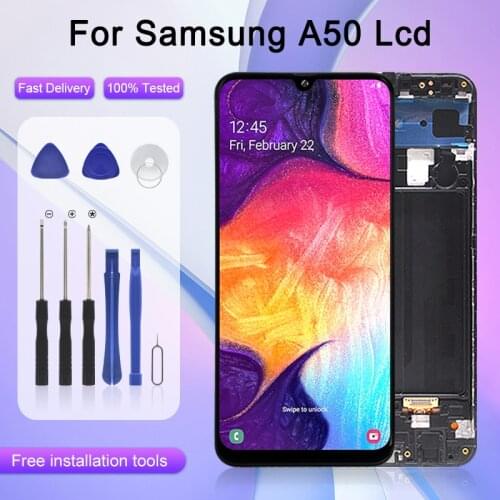 1Pcs 6.4inch For Samsung Galaxy A50 Lcd Touch Screen Digitizer Assembly A505F A505FD A505 Display With Frame