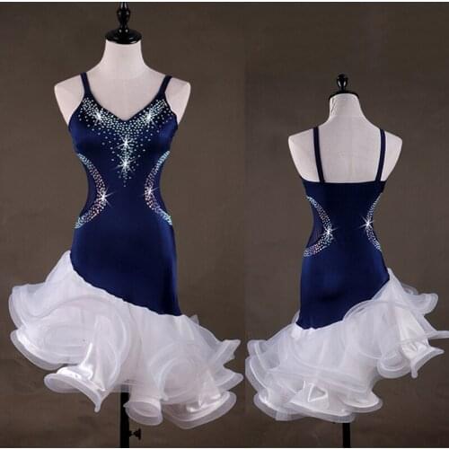 High Quality Latin Dance Dress Women Rhinestone Salsa Samba Rumba Competition Dresses Cha Cha Tango Performance Clothing DC2490