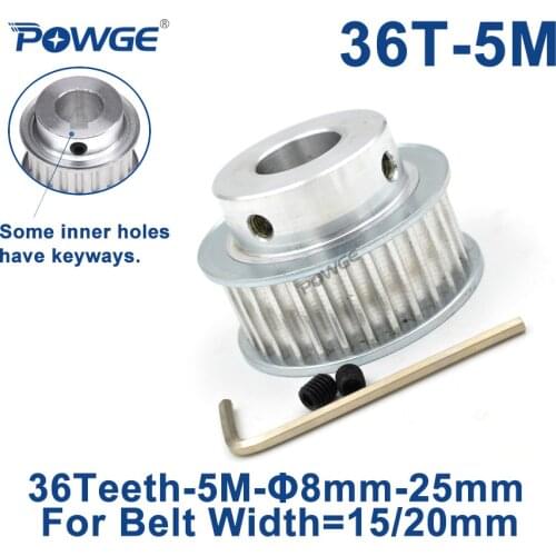 POWGE 36 Teeth 5M Synchronous Pulley keyway Bore 8/10/12/14/15/16/17/18/19/20mm for Width 15/20mm HTD5M Timing Belt 36T 36Teeth