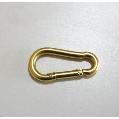 HQ 100% Solid Yellow Brass Spring Snap Hook for Anti Explosion Safety Work and Outdoor Climbing Carabiner Quick Link Key Chain