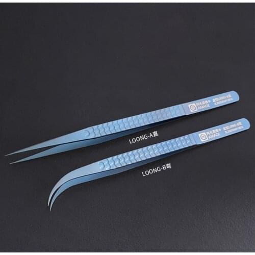 SAYTL Titanium Alloy Microscope Tweezers Electronic Fingerprint Tweezers for Phone Microscope BGA Motherboard Chip IC Repair