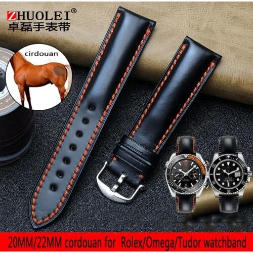 20MM 22MM hand-made suture, horse hip leather, leather watch strap, for Rolex water mans watch band
