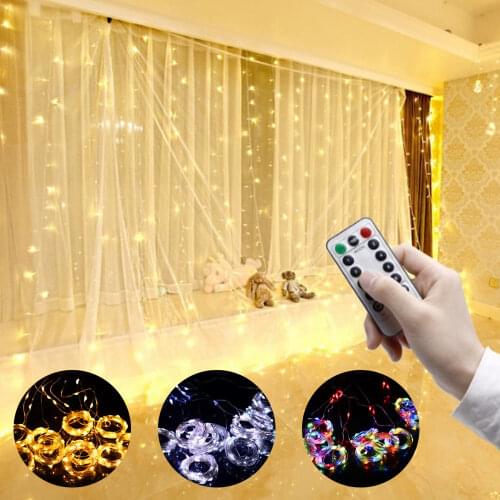 Curtain Lights Indoor Waterfall Fairy String Lights Wedding Christmas Lights Decorations for Home Festoon Led Light Room Decor