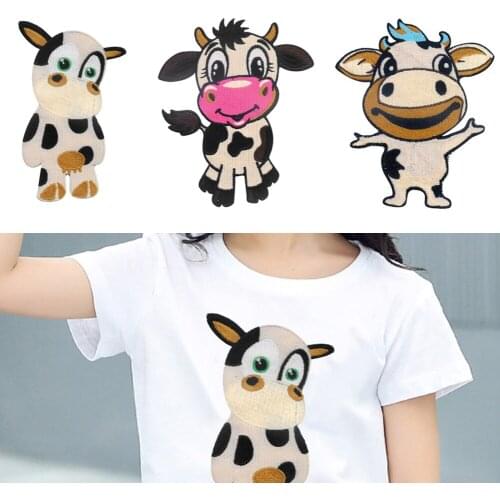Cartoon Cow Embroidery Cloth Sticker Cute Animal DIY Clothing Bag Decoration Sewing Fabric Embellishment Finishes Patch Applique
