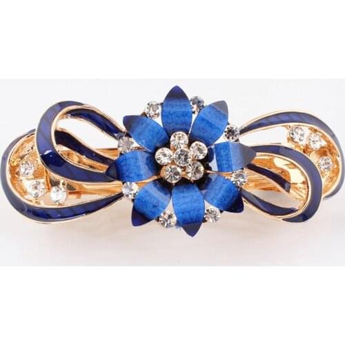 Crystal sun Flower epoxy Hair clips Hairpin women jewelry Christmas gift Golden plated alloy barrettes