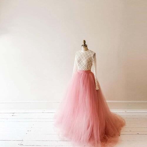 Pink Simple Elegant Women Dress Elastic Tulle Layer Ruffles Long Length Dresses To Birthday Party Photography Colors Custom Made