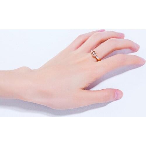 GorGor New Style Fashion Exquisite Workmanship Love Forever Titanium Steel Inlaid Zircon Plated Rose-gold Womens Ring 663