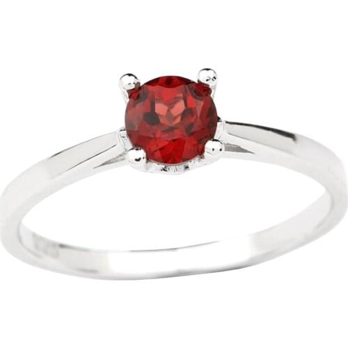 Real Red Garnet Ring for Women 925 Silver Band Solitary 5mm Gemstone January Birthstone Crystal Jewelry R680RGN