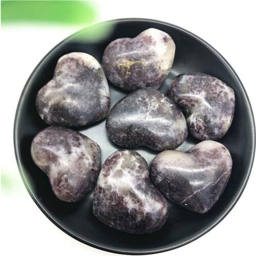1PC Natural Purple Mica Quartz Crystal Polished Heart Shaped Stones Specimen Healing Natural Stones and Minerals