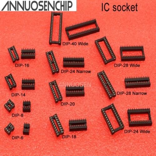 10PCS IC Sockets DIP6 DIP8 DIP14 DIP16 DIP18 DIP20 DIP24 DIP28 DIP40 pins Connector DIP Socket 6 8 14 16 18 20 24 28 40 pin