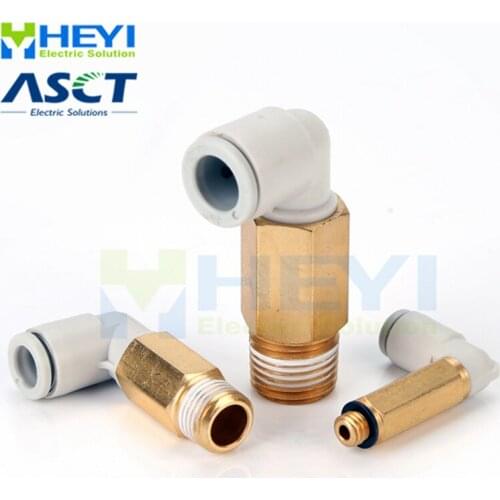 10PCS/bag KQ2W OD 8mm -1/4'' 1/8'' 3/8'' Male Thread Pneumatic Tube Elbow Connector Tube Air Push In Fitting