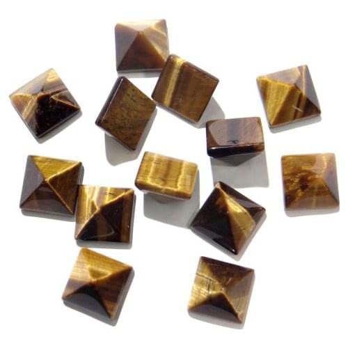 12MM Natural Gem stone Rose Quartz crystal Tiger Eye Pyramid Cabochon Pendant for diy Jewelry making necklace Accessories 50PCS