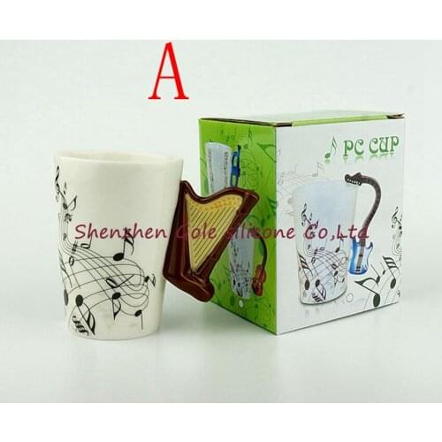 15pcs/lot Harp Ceramic Cup Personality Music Note Milk Juice Lemon Mug Coffee Tea Cup Christmas New Year Gift