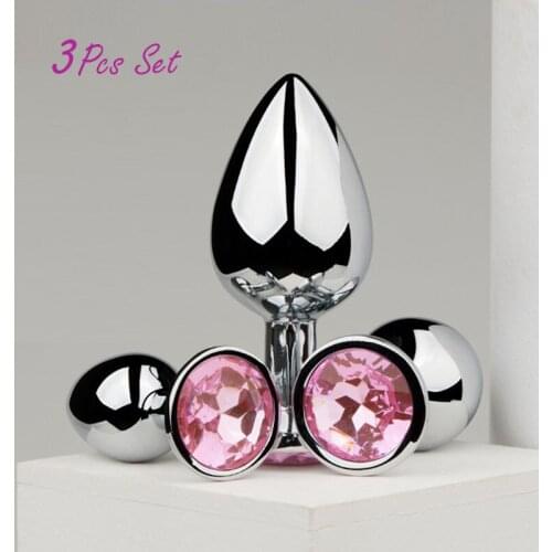 3pcs Anal Beads Crystal Jewelry Round Butt Plug Stimulator Sex Toys Stainless Steel Anal Plug for Gay Couple Anal Plug Tail Gag