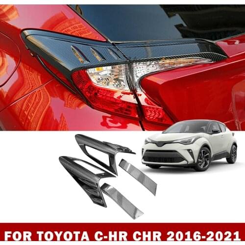 4Pcs Carbon Fiber Style Rear Back Lamp Tail Light Cover Trim for Toyota C-HR CHR 2016-2021