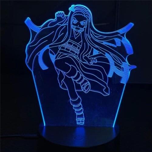 Demon Slayer Anime 3D Lamps Kamado Nezuko Night Lighting Led Set Desk Table Lamp Lampara Decoration Xmas Gift Colorful Lights