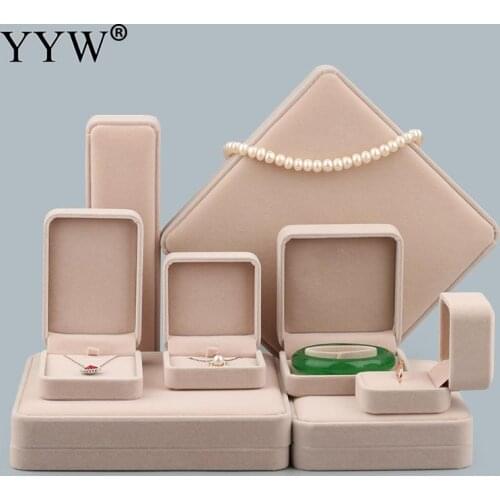 High Quality Elegant Velvet Jewelry Box for Bracelet Ring Necklace Pendant Boxes Solid Color Display Packing Jewelry Gift Box