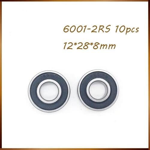 Free shipping 10pcs High quality 6001-2RS ball bearings 6001 2RS 12x28x8 mm deep groove ball bearing 6001RS
