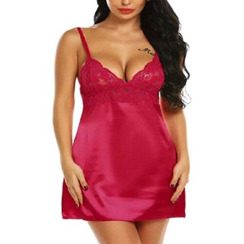 Plus La Taille Arc Dentelle Femmes De Nuit Lingerie Tentation Babydoll Sous-Vtements Chemise De Nuit Dames Sexy De Nuit De S86