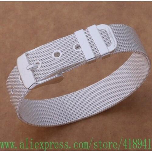 Free shipping silver plated bracelet, silver plated fashion jewelry Net strap bracelet - 14 mm /egcamxja bheajyla AH261