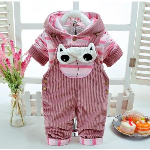 Autumn Winter Baby Clothing Thicken Long Sleeve+Suspender Trousers Newborn 3-6Months Baby Infant Boy Girl 2Pcs/Set Walking Dress