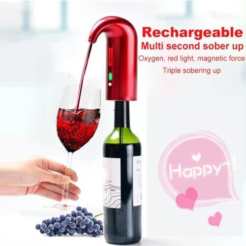 One-Touch Electric Wine Pourer Wine Aerator Pourer Instant Wine Decanter Dispenser Pump USB Rechargeable Automatic Bar Tools