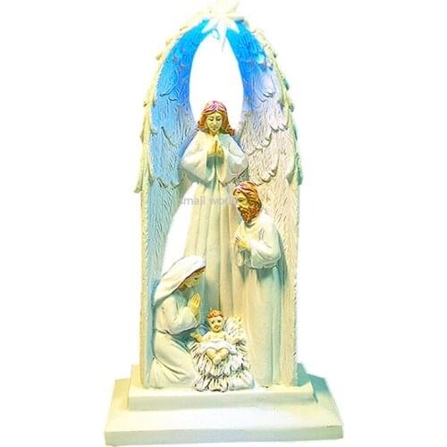 Christian religious statues with LED lights virgin mary statue sacred heart nativity scene xmas decoration catholic jesus statue