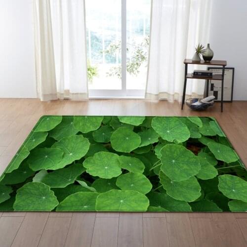 Green leaves plant carpet home bedroom fashion decoration children crawling large kids rugs living room 3D printing floor mat